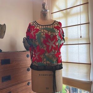 Knitted Floral Beach Cover